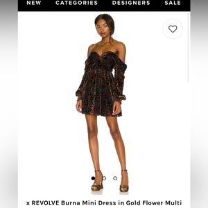 x REVOLVE Burna Mini Dress in Gold Flower Multi